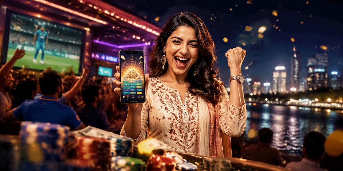 Indian woman using mobile for payments while watching IPL cricket